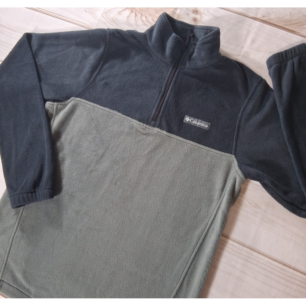 Columbia Steens Mountain Half Zip Fleece Pullover Mens Small S Black Olive Green